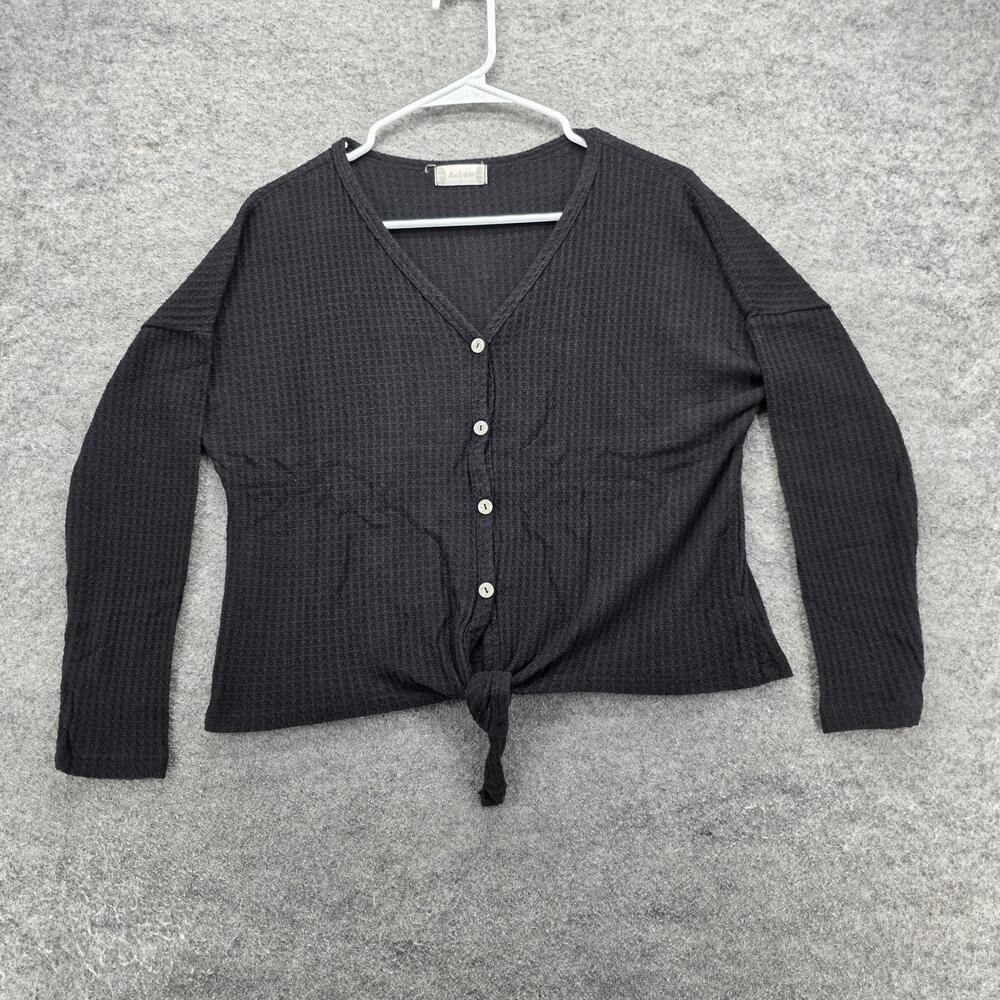 Altar'd State Sweater Womens Small Waffle Knit Button Front Tie Pullover Top
